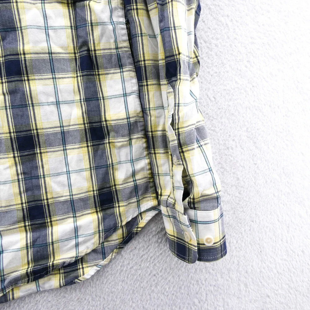 Banana Republic Button Up Shirt Mens Medium Slim Yellow Plaid Cotton Button Down